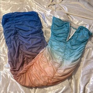 Multicolor Gradient Ruched Dress